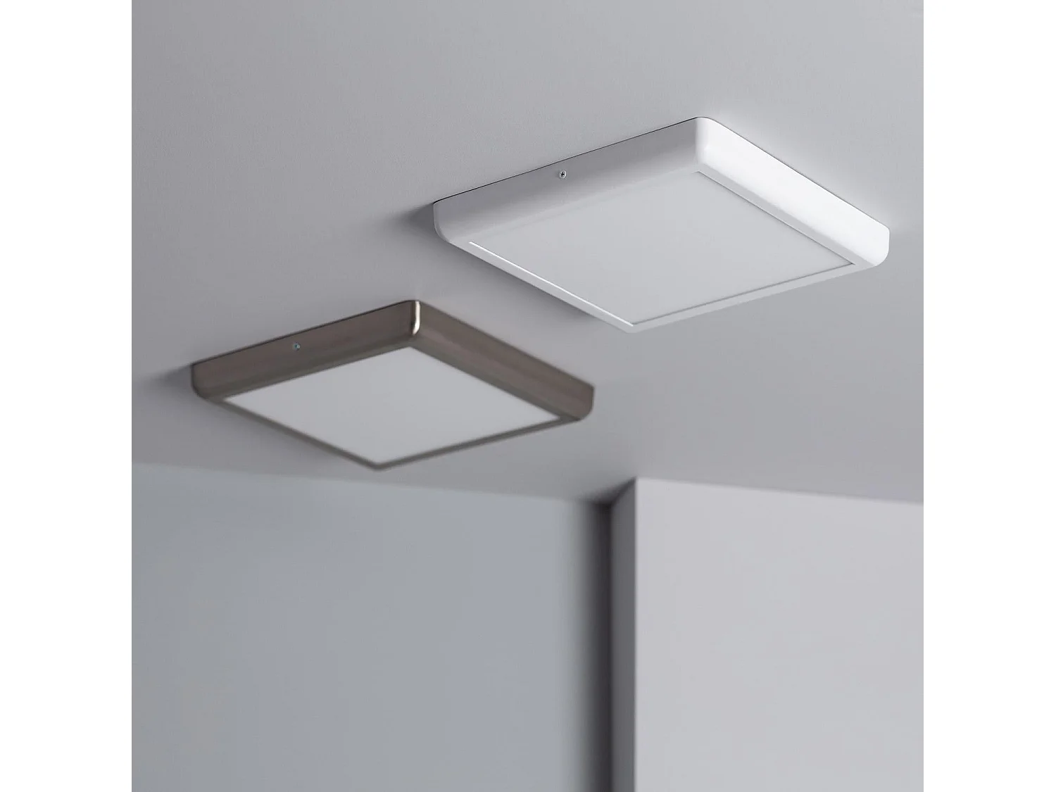 Plafoniera LED 24W Quadrata Metallo 300x300 mm Design Bianco 3000K Bianco Caldo