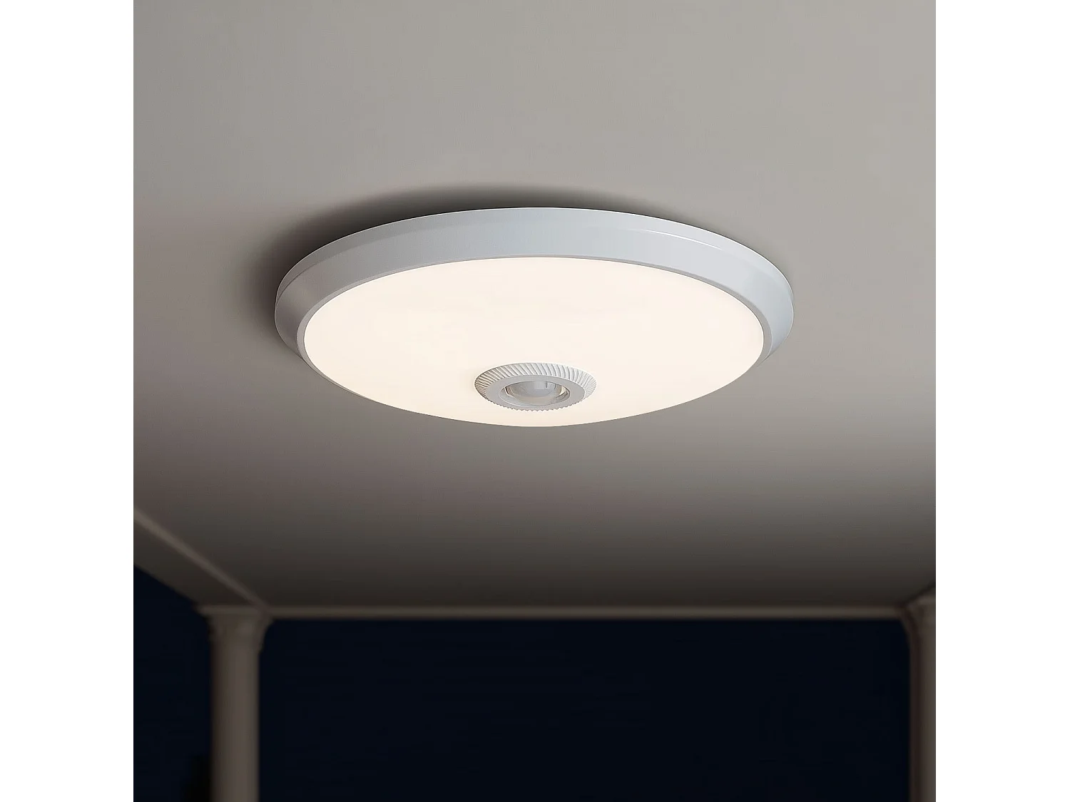 Plafonnier LED 20W avec Détecteur de Mouvement PIR et Crépusculaire Design Ø295 mm  3000K Blanc chaud