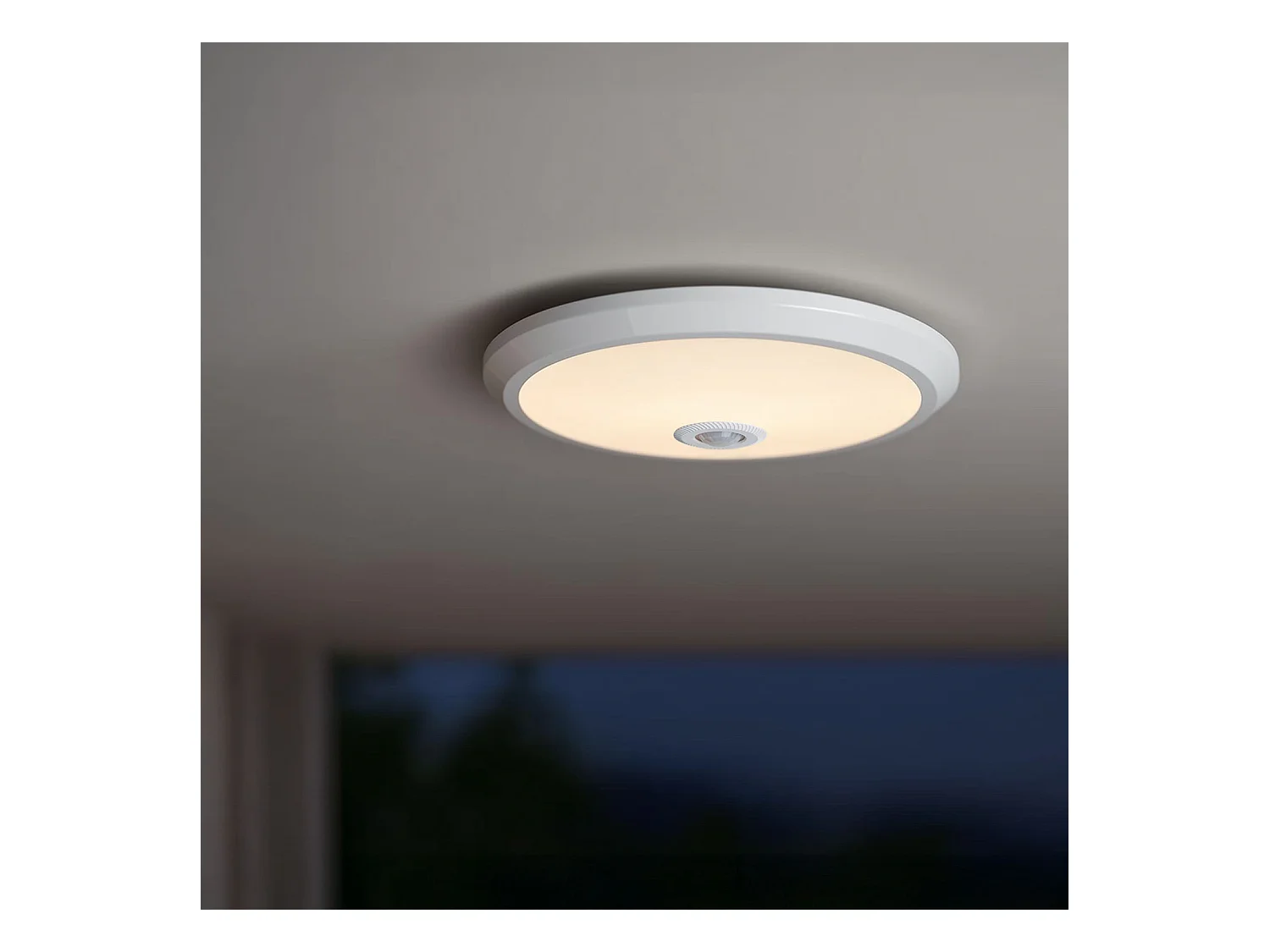 Plafonnier LED 20W avec Détecteur de Mouvement PIR et Crépusculaire Design Ø295 mm  3000K Blanc chaud