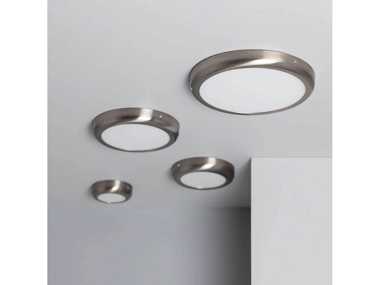Plafonnier LED Rond 12W Métal Design Silver Ø175 mm  6000K Blanc froid