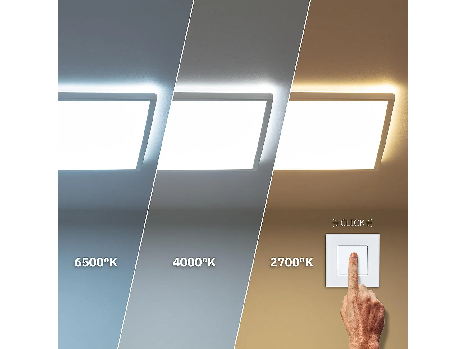 Plafonnier LED Carré SwitchCCT Sélectionnable 24W Double Face 420x420mm Sélectionnable (chaud-neutre-froid)