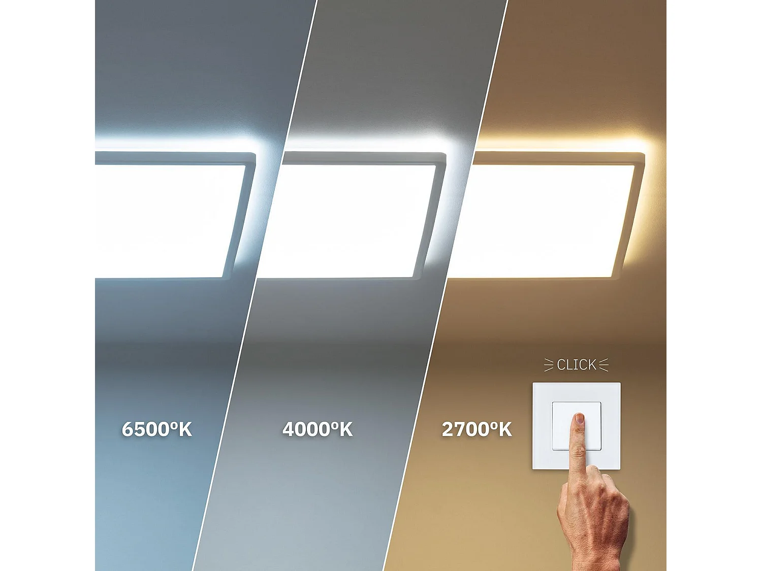 Plafonnier LED Carré SwitchCCT Sélectionnable 24W Double Face 420x420mm Sélectionnable (chaud-neutre-froid)