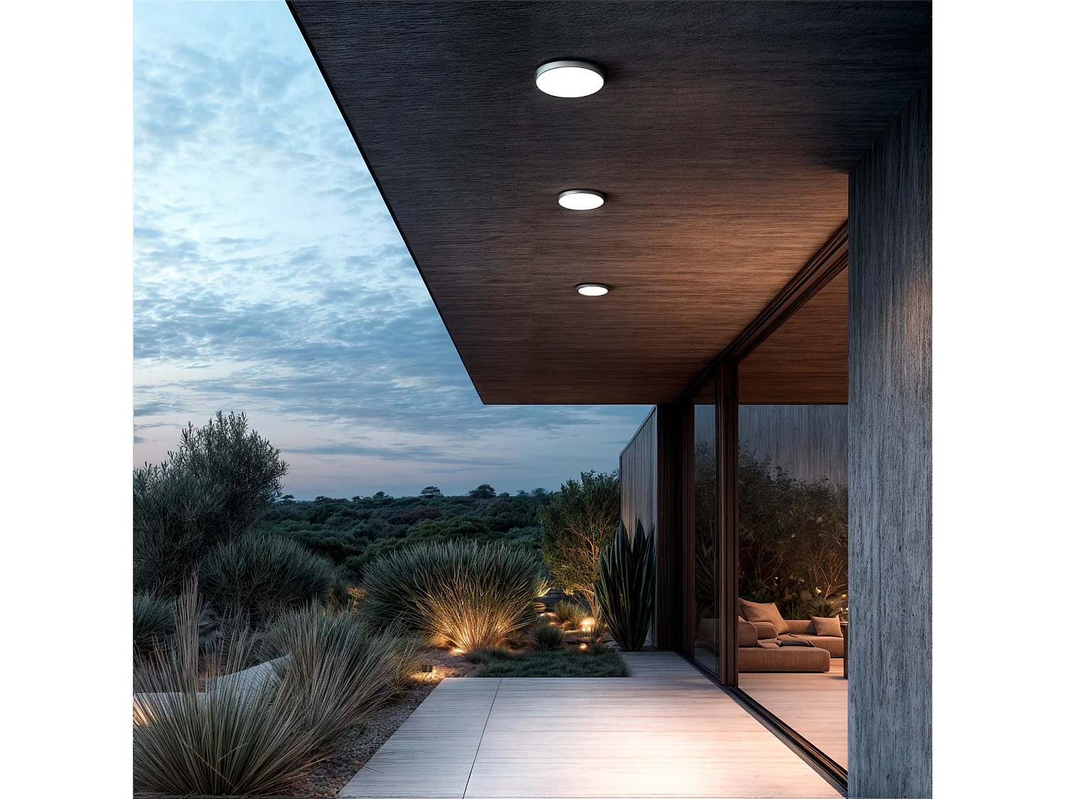 Plafonnier LED Extérieur Rond 24W Dimmable Ø220 mm Gris