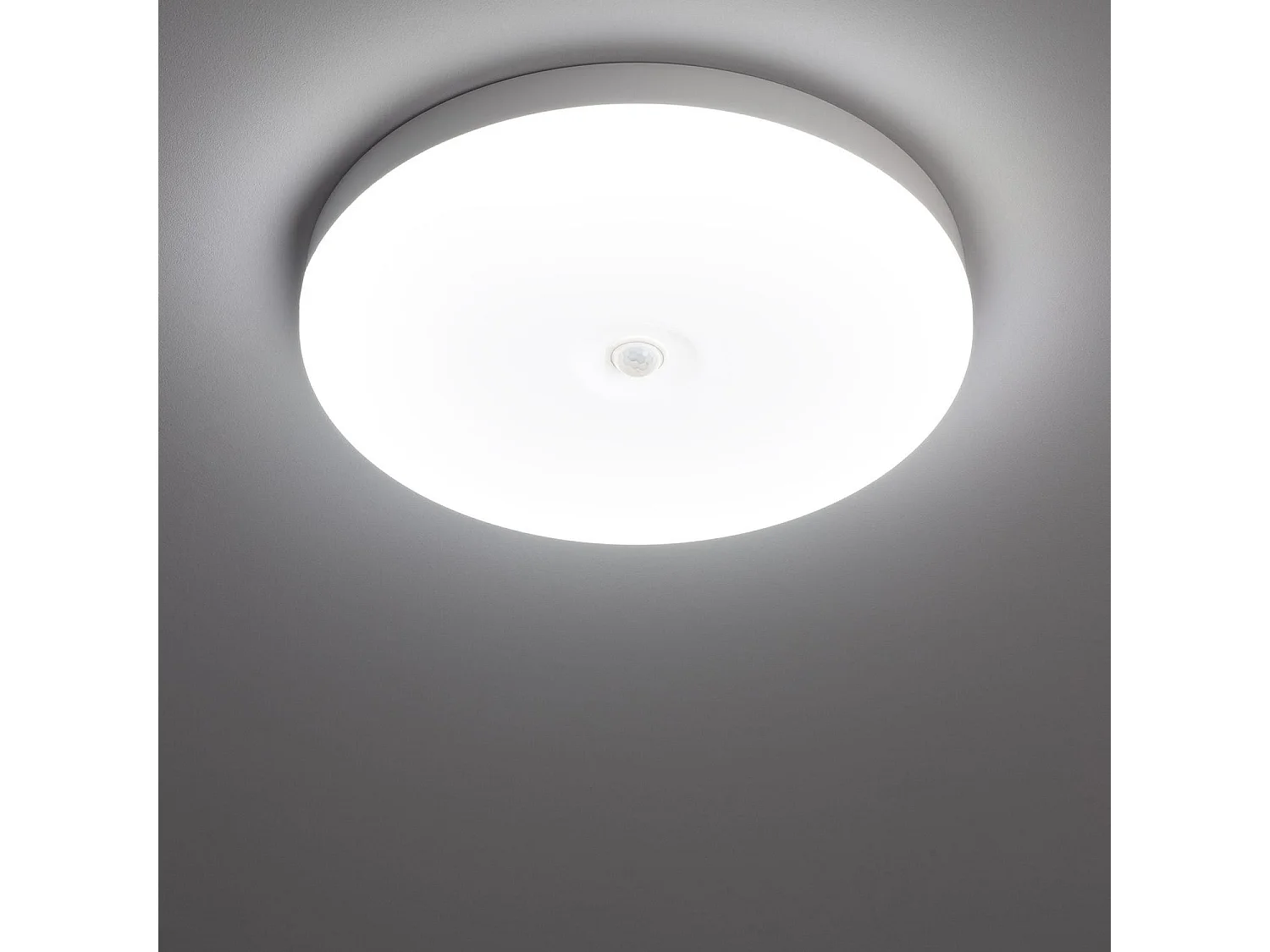 Plafonnier LED Rond 18W No Flicker Ø290 mm avec Détecteur de Présence PIR et Crépusculaire  Blanc