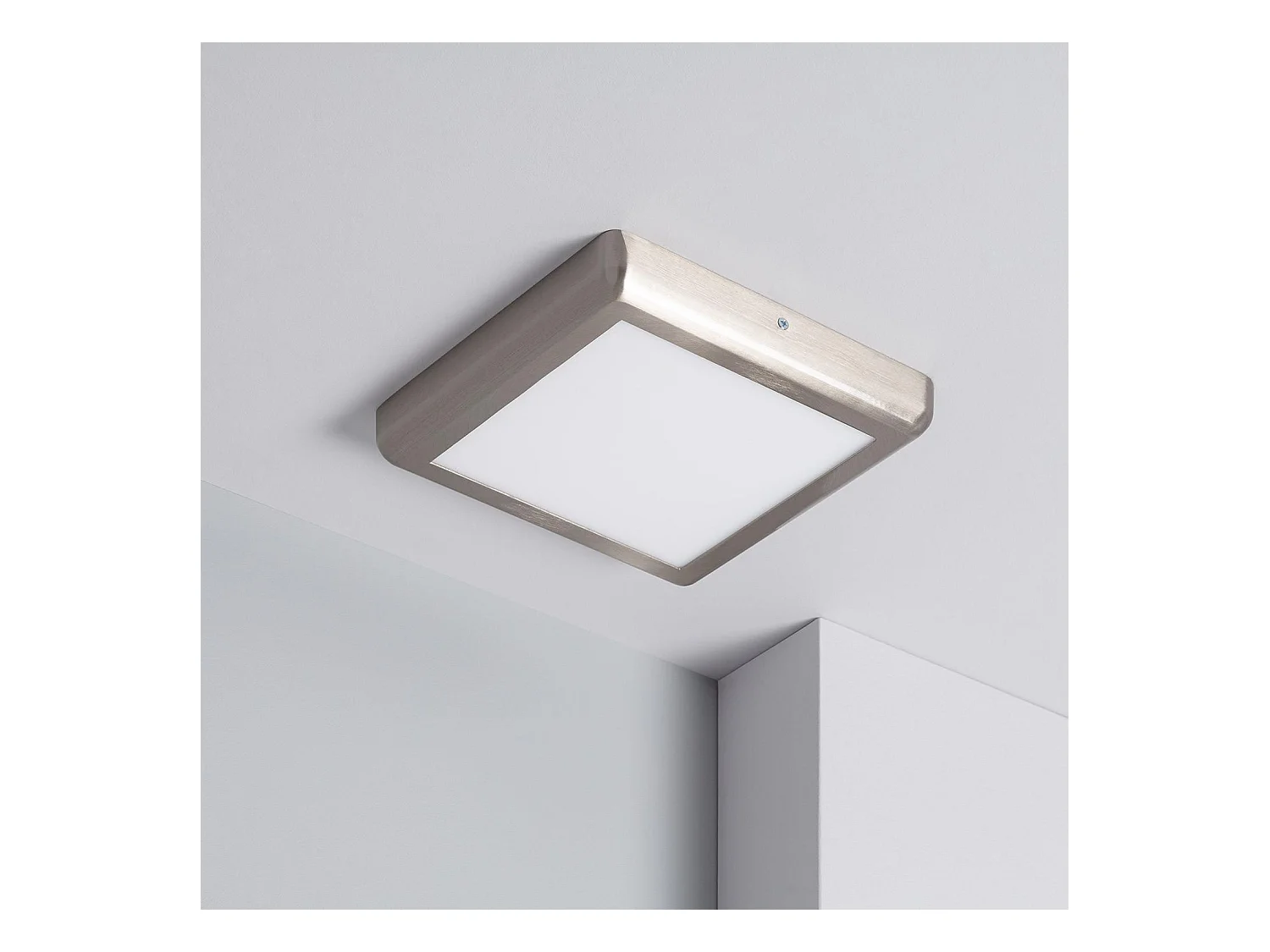 Plafonnier LED Carré Design 18W Métal 225x225 mm Silver  4000K Blanc neutre