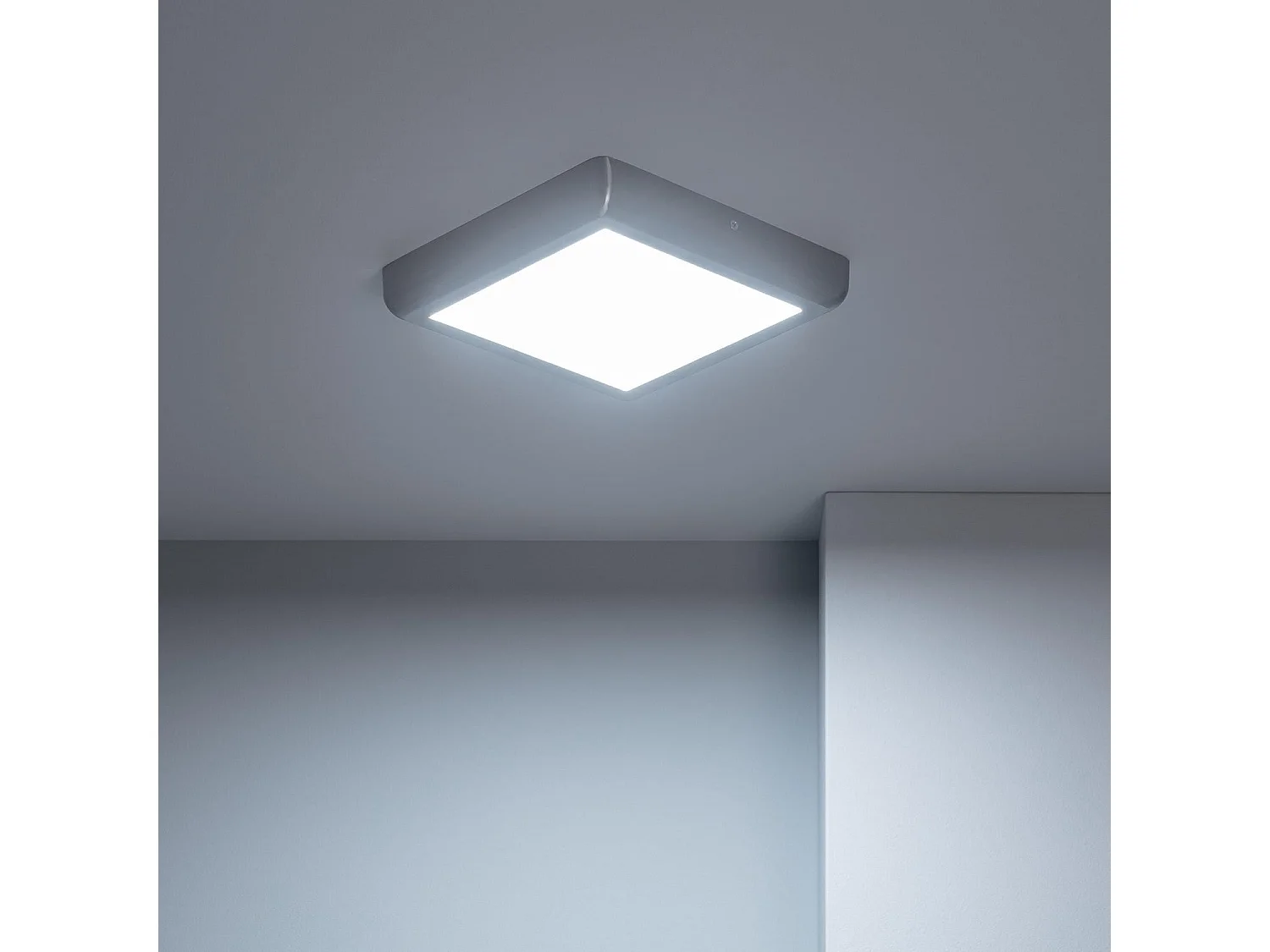 Plafonnier LED Carré Design 18W Métal 225x225 mm Silver  4000K Blanc neutre