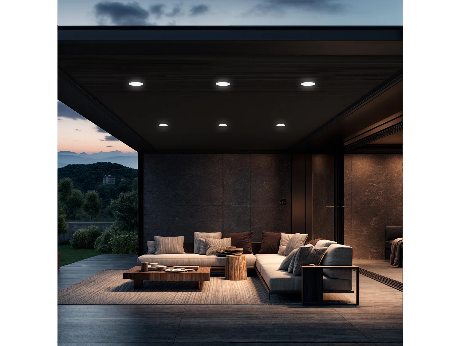 Plafonnier LED Extérieur Rond 24W Dimmable Ø220 mm Noir