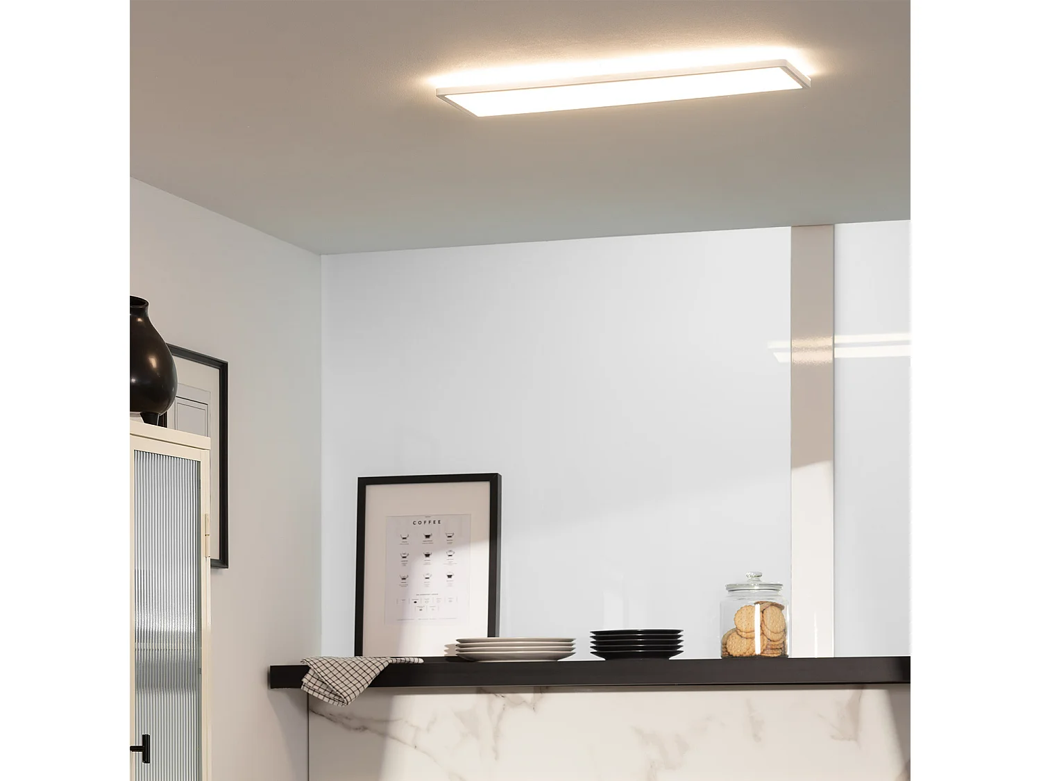 Plafoniera LED 24W Rettangolare SwitchCCT Selezionabile 580x200 mm Doppia Luce Selezionabile (Caldo-Naturale-Freddo)