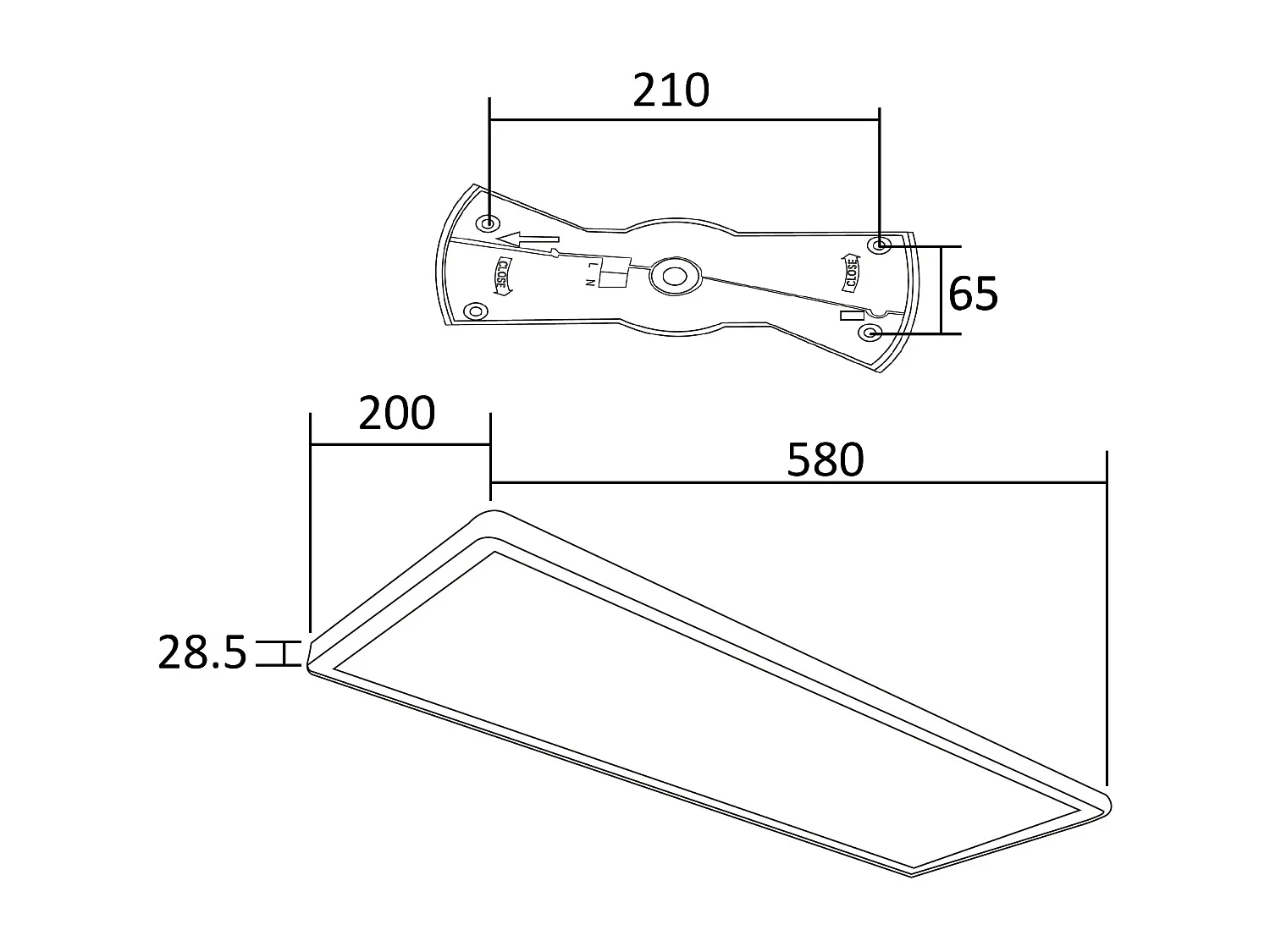 Plafoniera LED 24W Rettangolare SwitchCCT Selezionabile 580x200 mm Doppia Luce Selezionabile (Caldo-Naturale-Freddo)