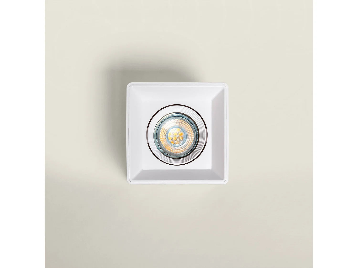 Plafonnier Space Carré Blanc avec Ampoule GU10 4000K Blanc neutre