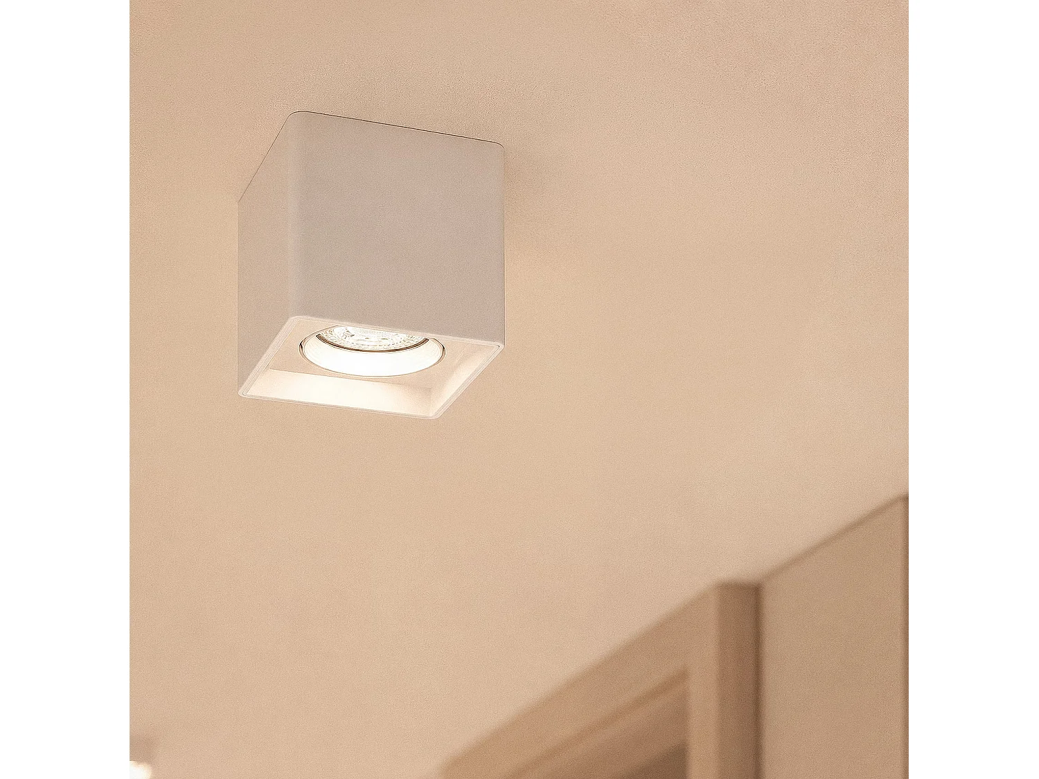 Plafonnier Space Carré Blanc avec Ampoule GU10 4000K Blanc neutre
