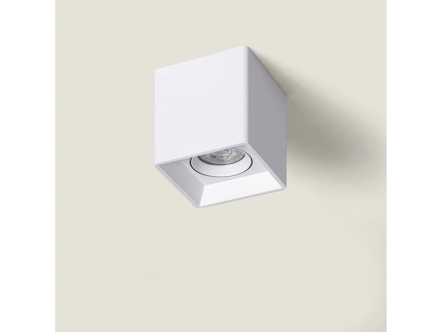 Plafonnier Space Carré Blanc avec Ampoule GU10 4000K Blanc neutre