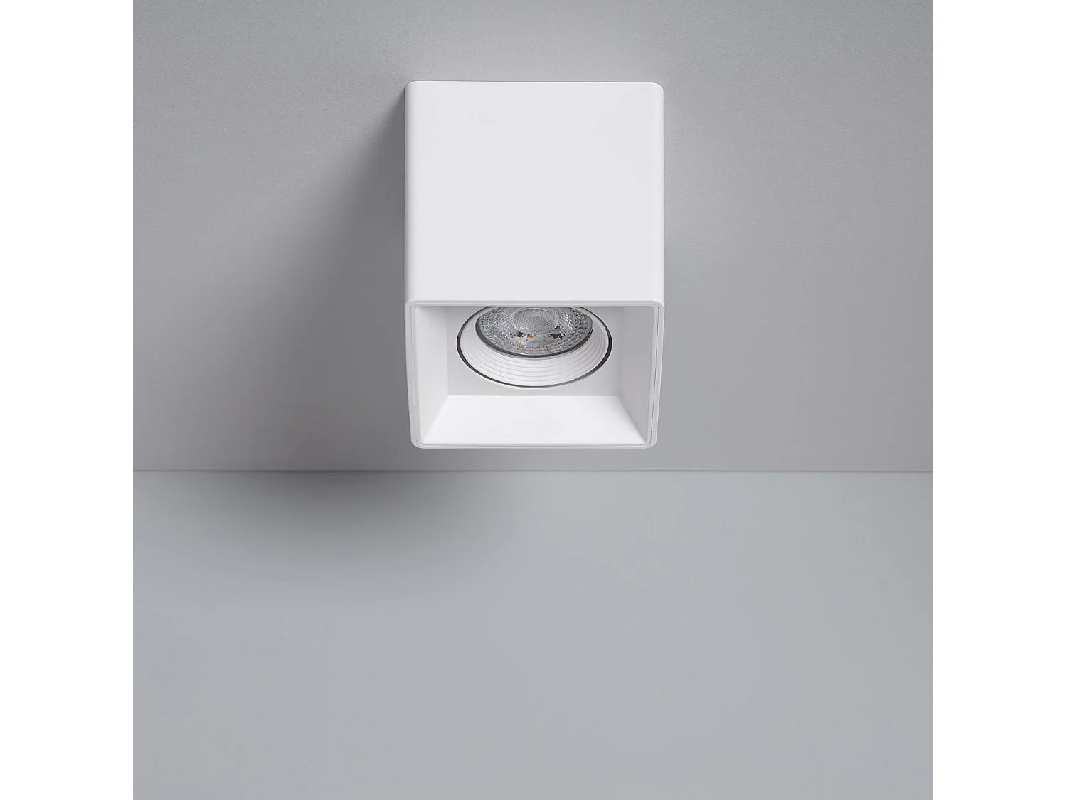 Plafonnier Space Carré Blanc avec Ampoule GU10 4000K Blanc neutre