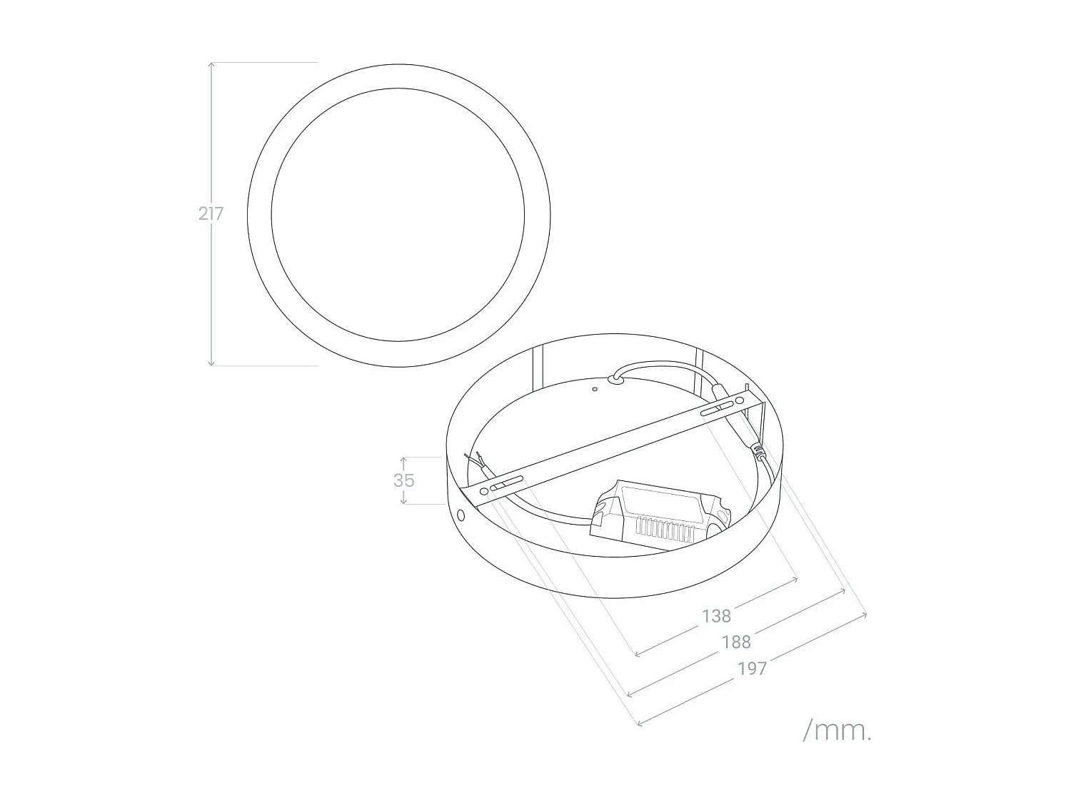 Plafonnier LED Rond 18W Ø225 mm 6000K Blanc froid