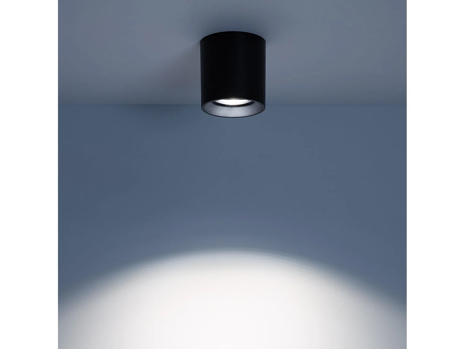 Applique da Soffitto Circolare Nero con Lampadina GU10 Space 6000K Bianco Freddo