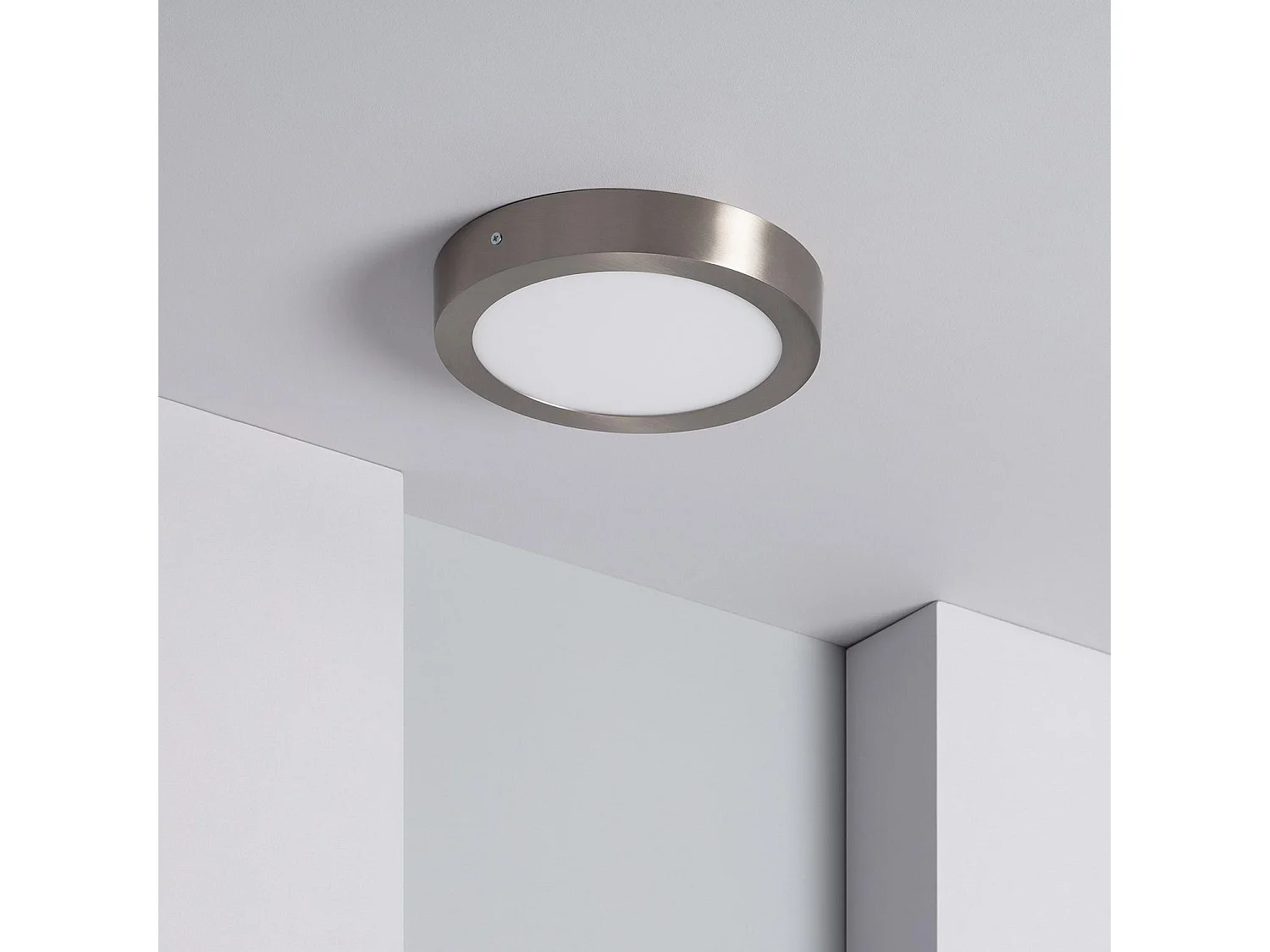 Plafonnier LED Rond 18W Métal Ø225 mm Argenté  6000K Blanc froid