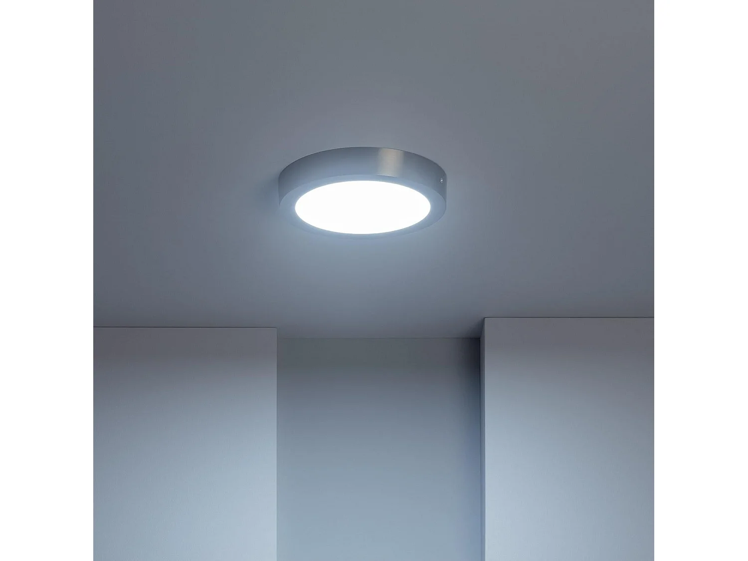 Plafonnier LED Rond 18W Métal Ø225 mm Argenté  6000K Blanc froid
