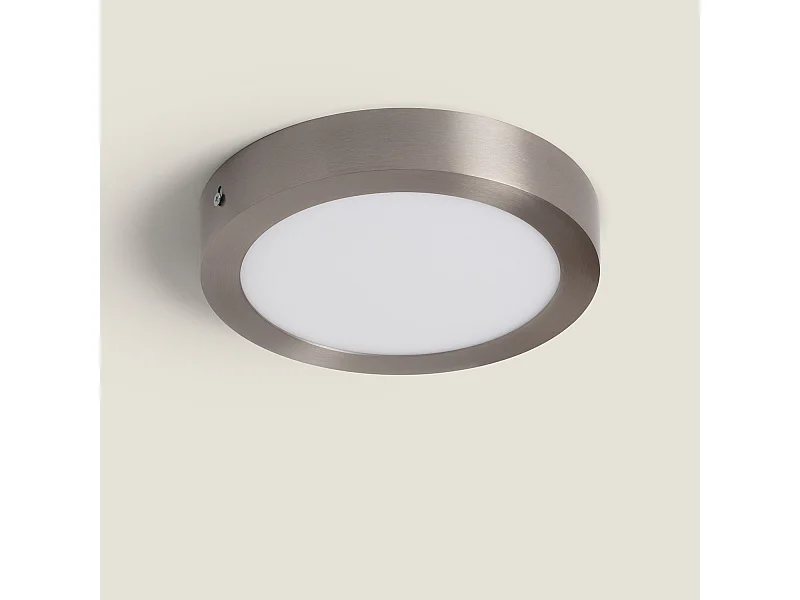 Plafoniera LED 18W Circolare Metallo Ø225 mm Argento 6000K Bianco Freddo
