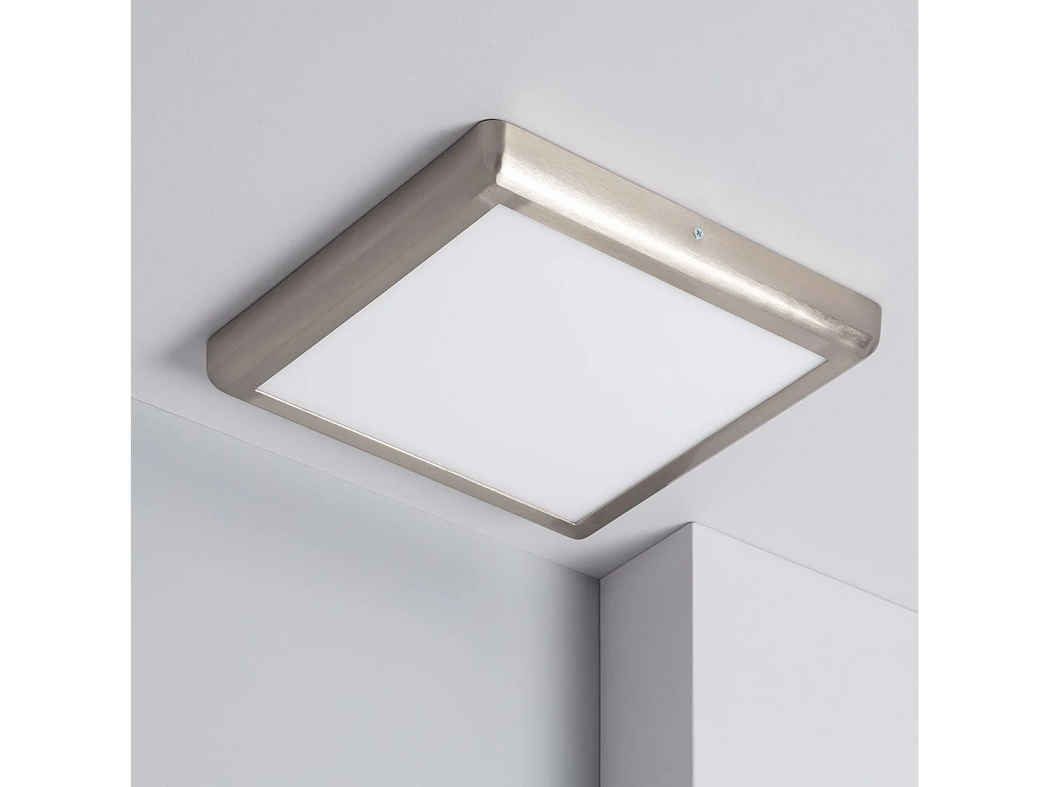 Plafonnier LED Carré 24W Métal Design Silver 300x300mm  4000K Blanc neutre