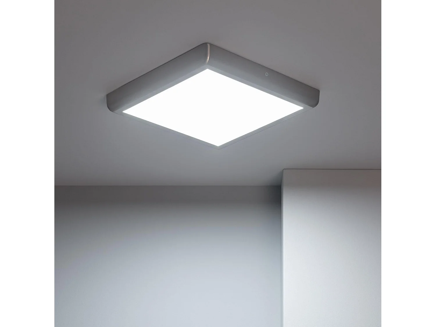 Plafonnier LED Carré 24W Métal Design Silver 300x300mm  4000K Blanc neutre
