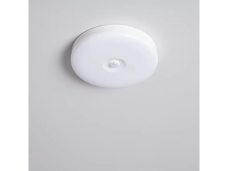 Plafonnier LED 12W Ø216 mm No Flicker avec Détecteur de Présence PIR et Crépusculaire  6500K Blanc froid
