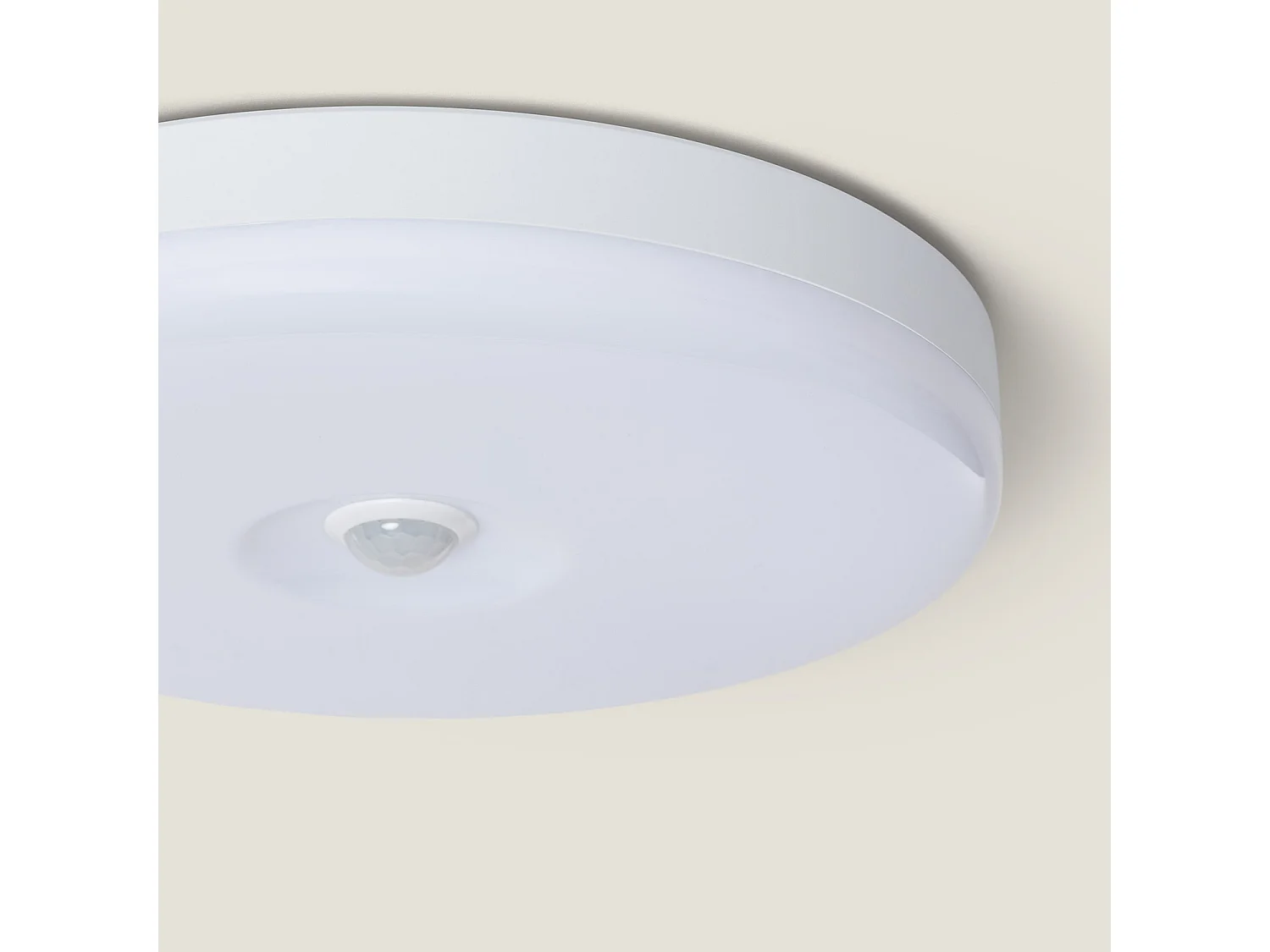 Plafonnier LED 12W Ø216 mm No Flicker avec Détecteur de Présence PIR et Crépusculaire  6500K Blanc froid