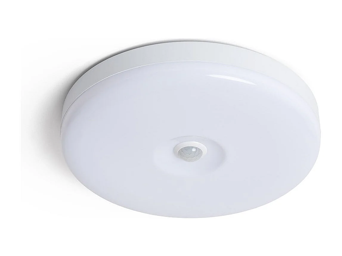 Plafoniera LED 12W Circolare Ø216 mm No Flicker con Sensore di Movimento PIR e Crepuscolare 6500K Bianco Freddo