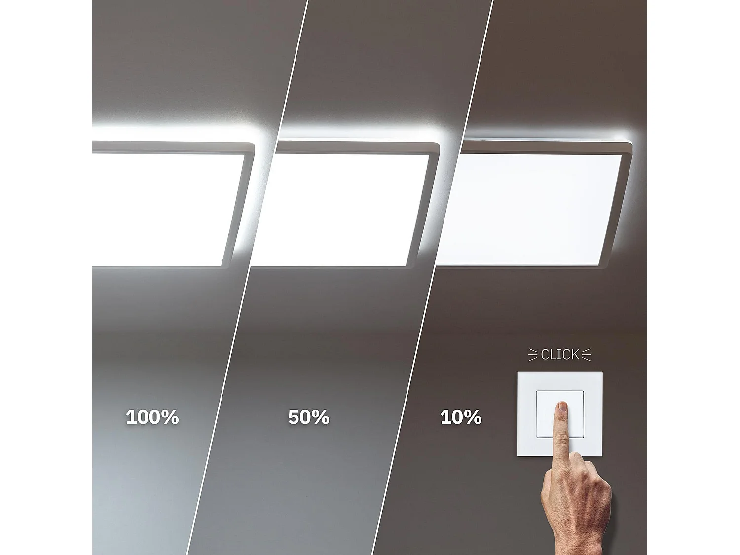 Plafoniera LED 24W Quadrato Regolabile 420x420 mm Doppia Luce SwitchDimm 4000K Bianco Naturale