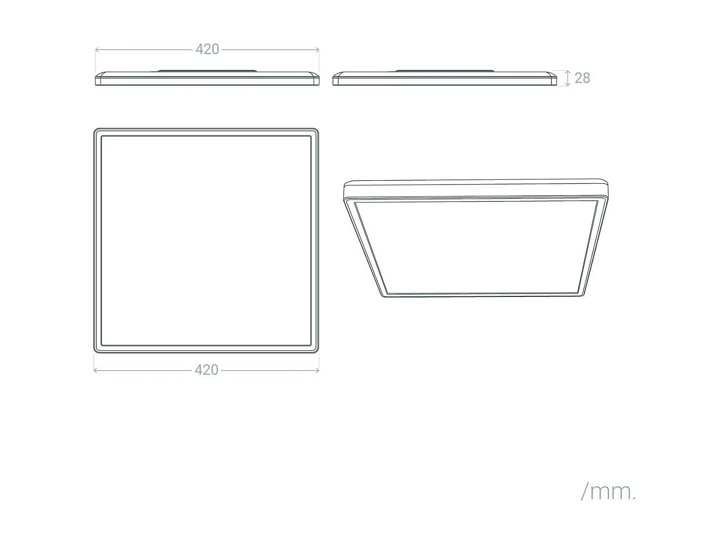 Plafonnier LED Carré Variation par Paliers 3 Niveaux SwitchDimm 24W Double Face 420x420mm 4000K Blanc neutre