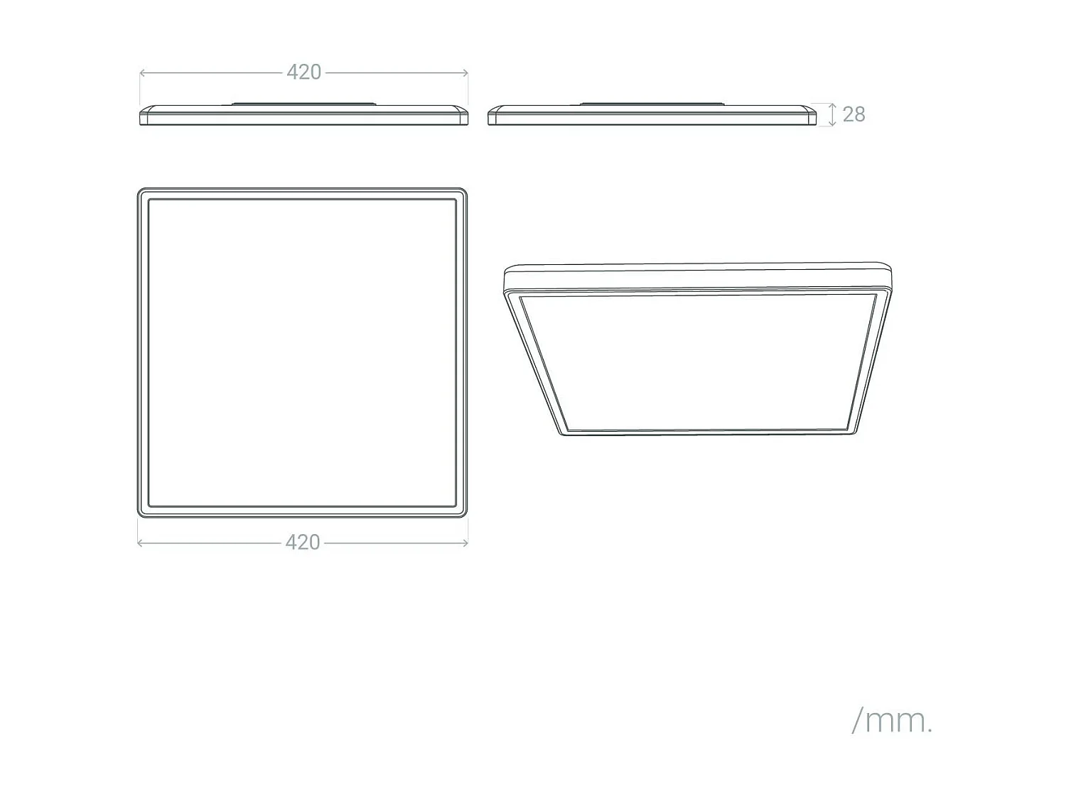 Plafoniera LED 24W Quadrato Regolabile 420x420 mm Doppia Luce SwitchDimm 4000K Bianco Naturale