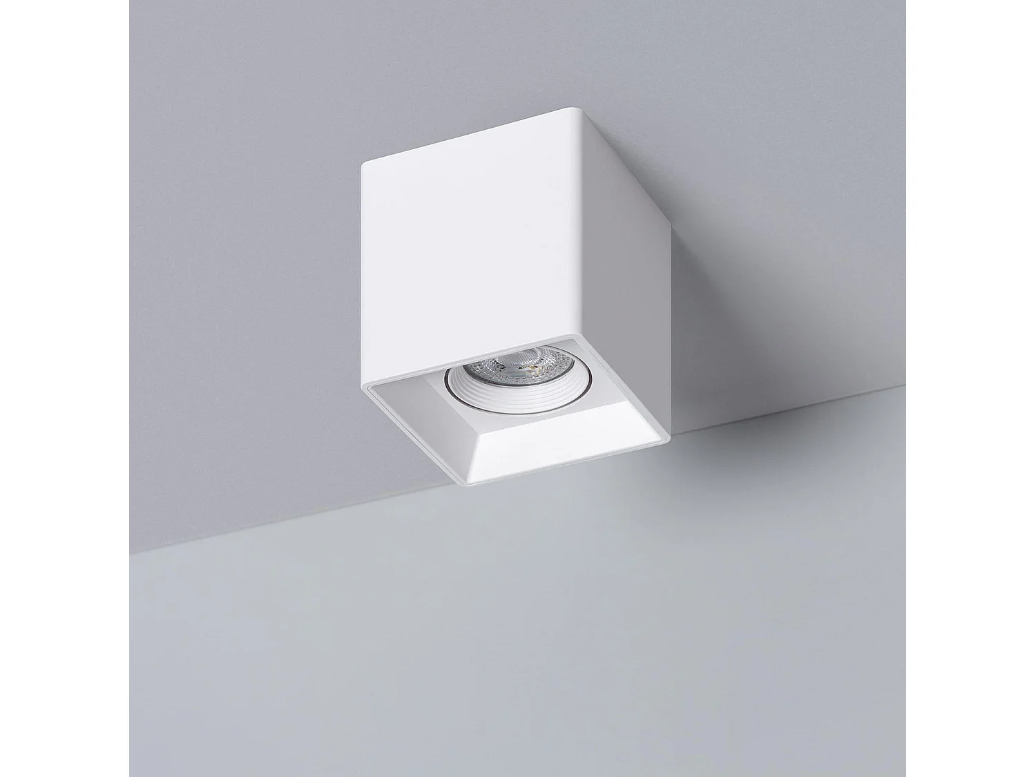 Applique da Soffitto Quadrata Bianco con Lampadina GU10 Space 6000K Bianco Freddo