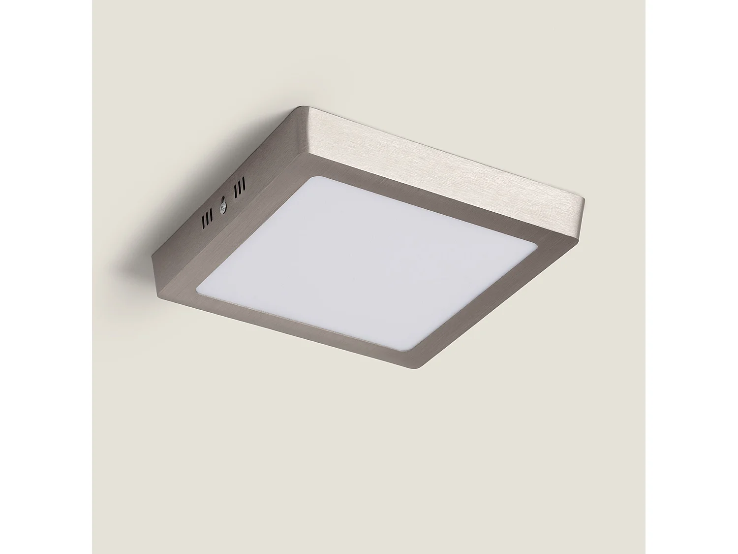 Plafonnier LED Carré Métal 18W Argenté 225x225 mm  6000K Blanc froid