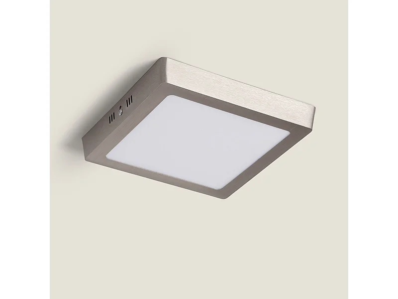 Plafonnier LED Carré Métal 18W Argenté 225x225 mm  6000K Blanc froid