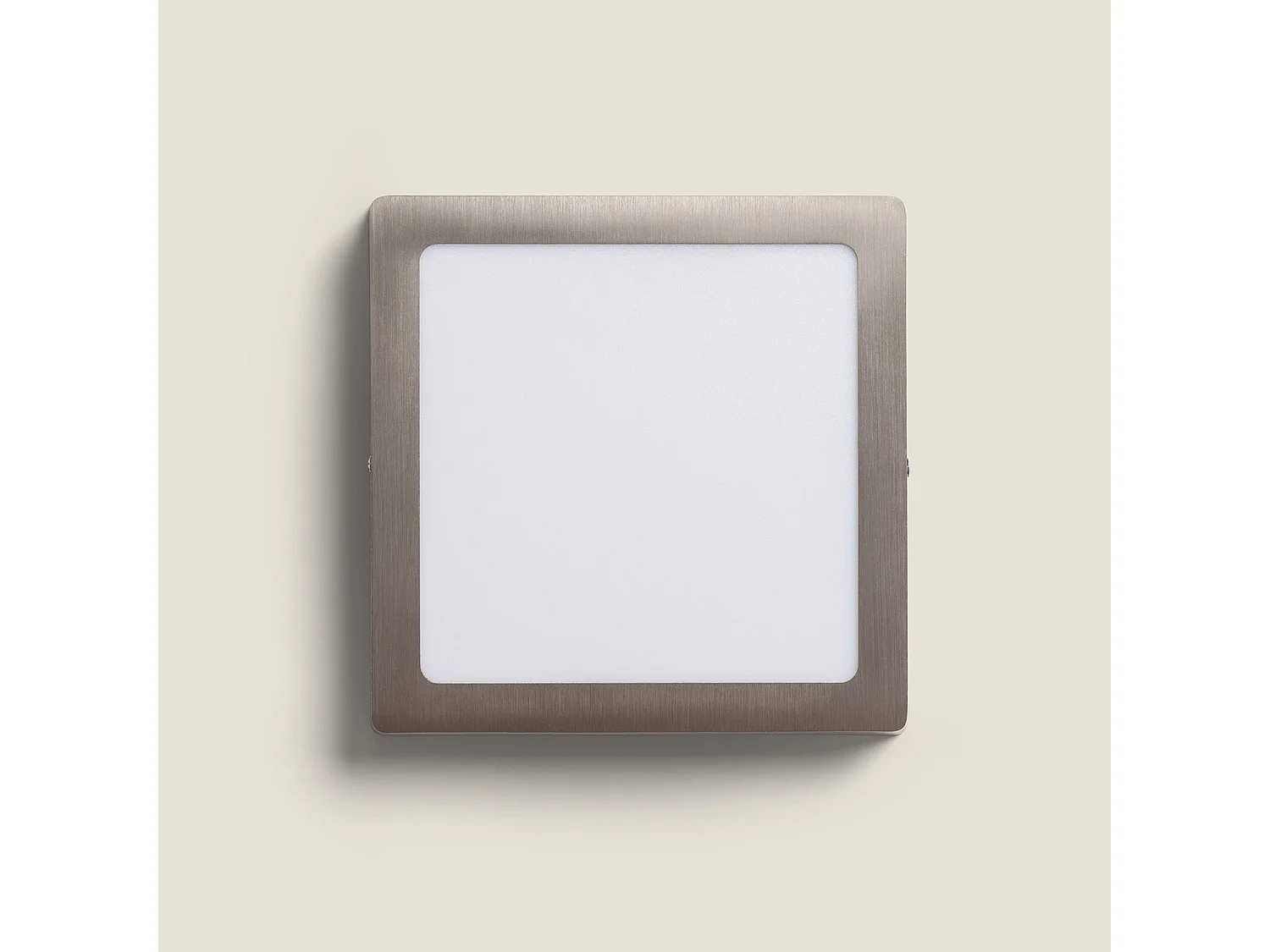 Plafoniera LED 18W Quadrata Metallo 225x225 mm Argento 4000K Bianco Naturale
