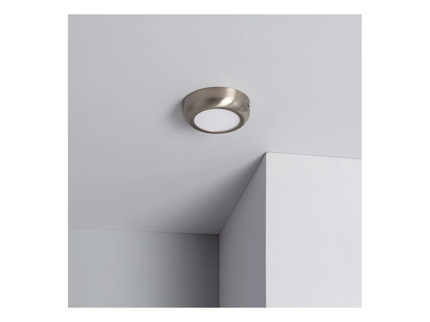 Plafoniera LED 6W Circolare Metallo Ø120 mm Design Argento 4000K Bianco Naturale