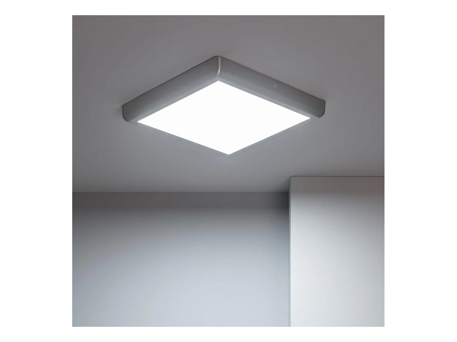 Plafonnier LED Carré 24W Métal Design Silver 300x300mm  3000K Blanc chaud