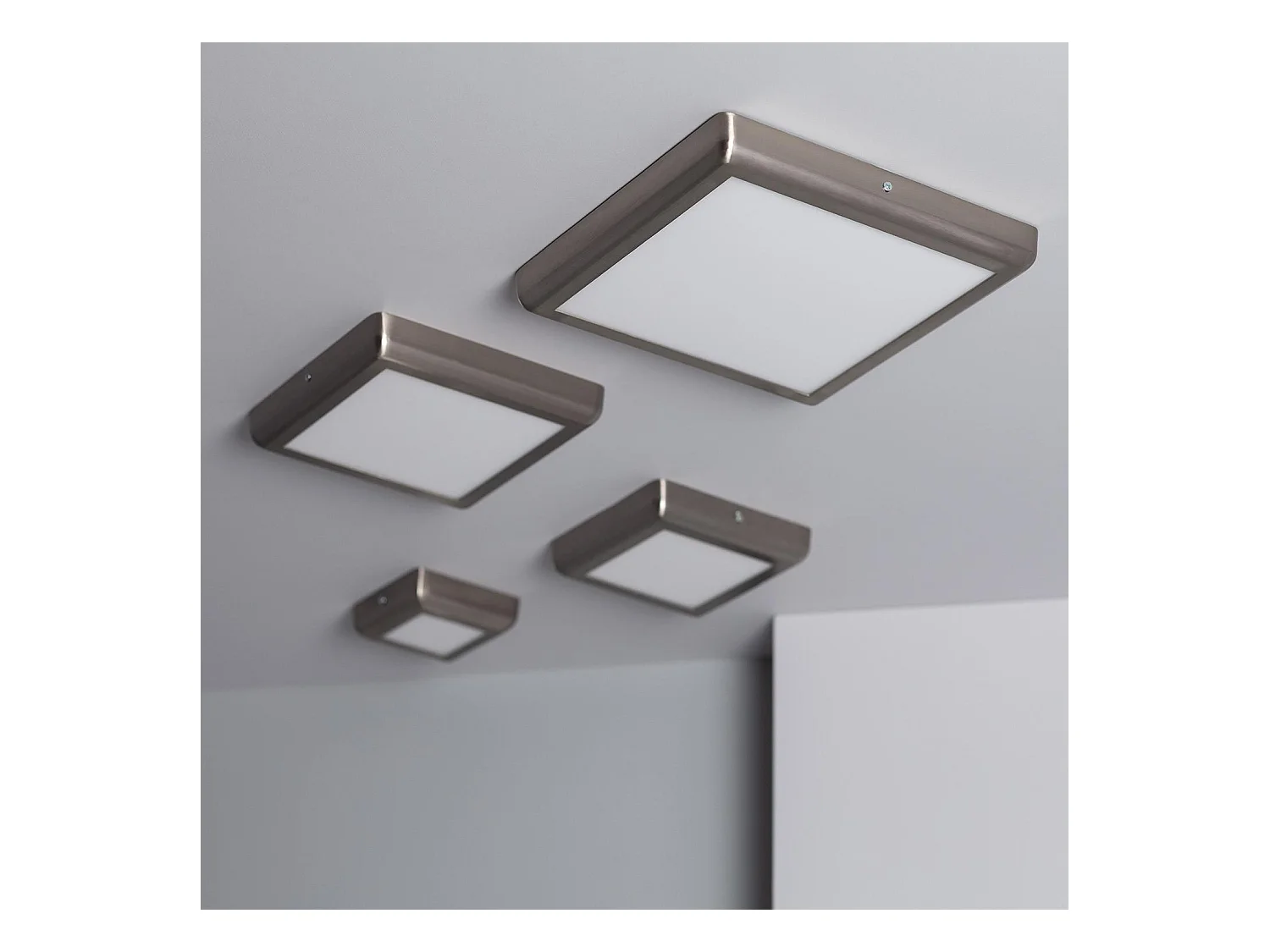 Plafonnier LED Carré 24W Métal Design Silver 300x300mm  3000K Blanc chaud