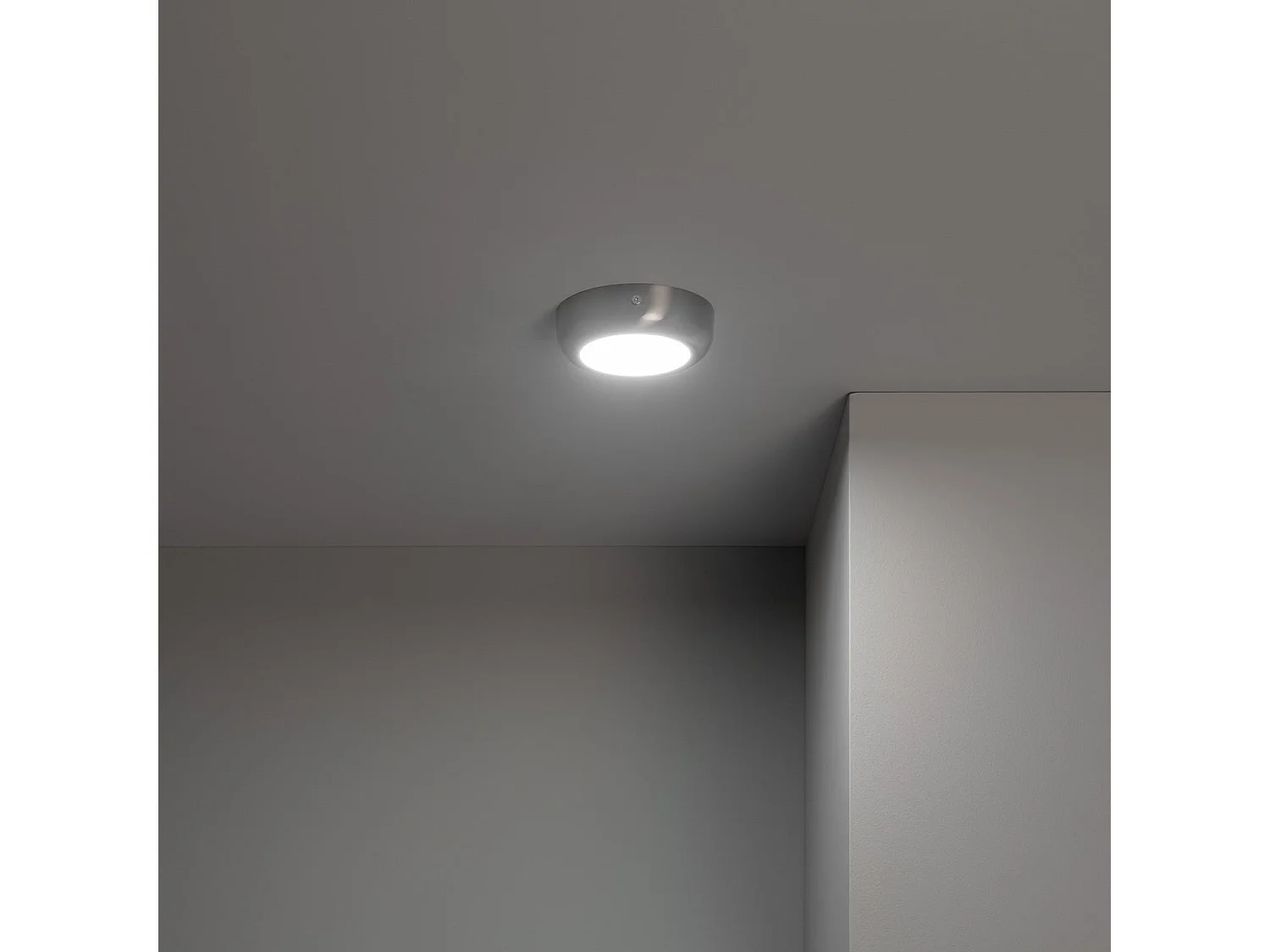 Plafoniera LED 6W Circolare Metallo Ø120 mm Design Argento 3000K Bianco Caldo