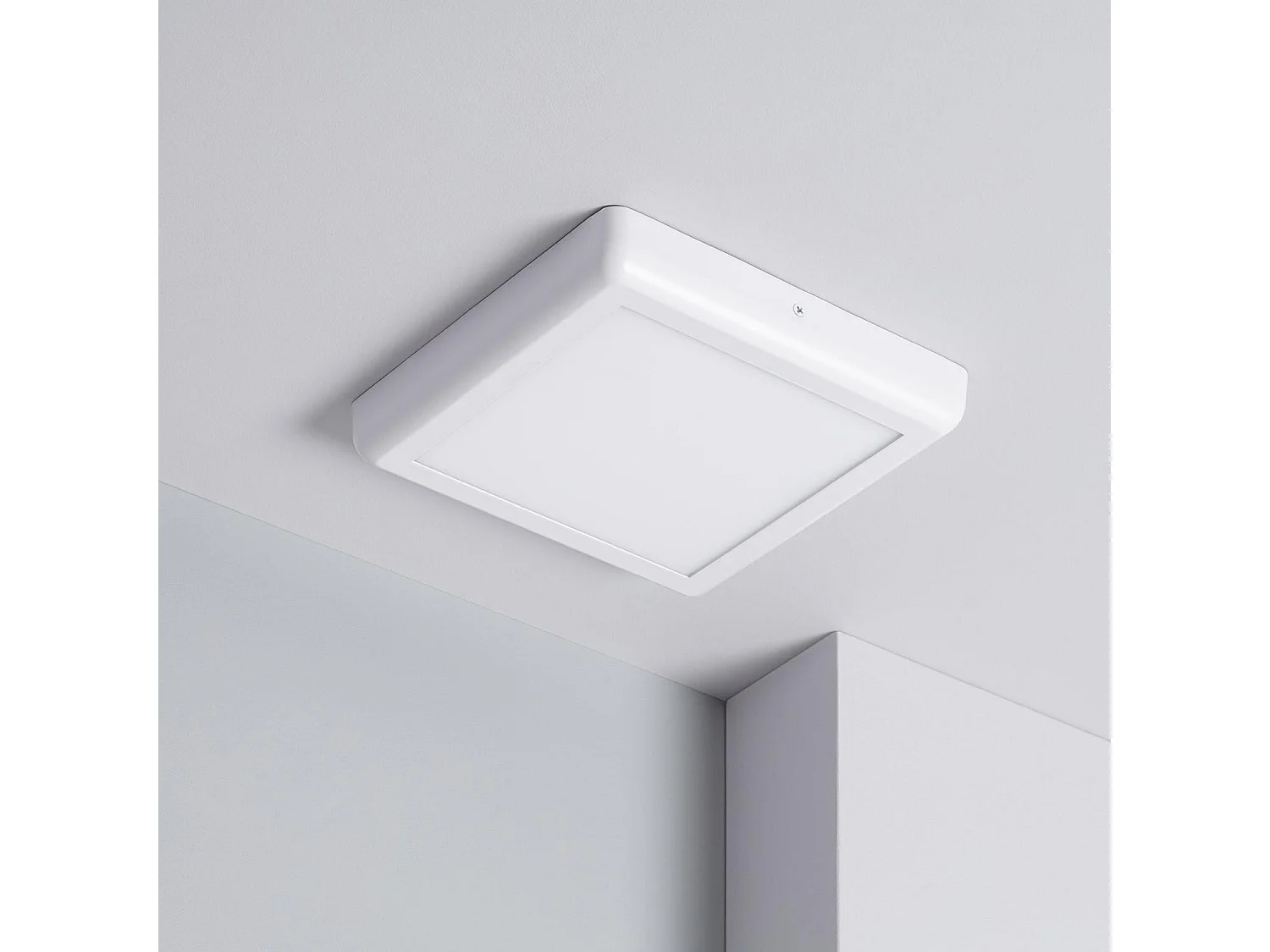 Plafonnier LED Carré Métal 18W Design White 225x225 mm  4000K Blanc neutre