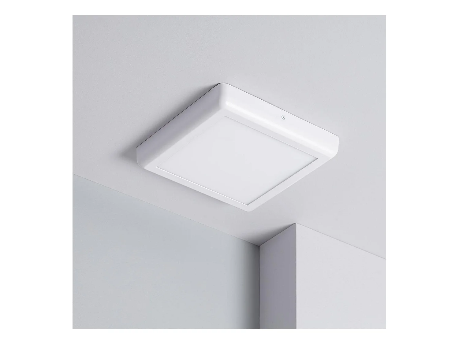Plafonnier LED Carré Métal 18W Design White 225x225 mm  4000K Blanc neutre