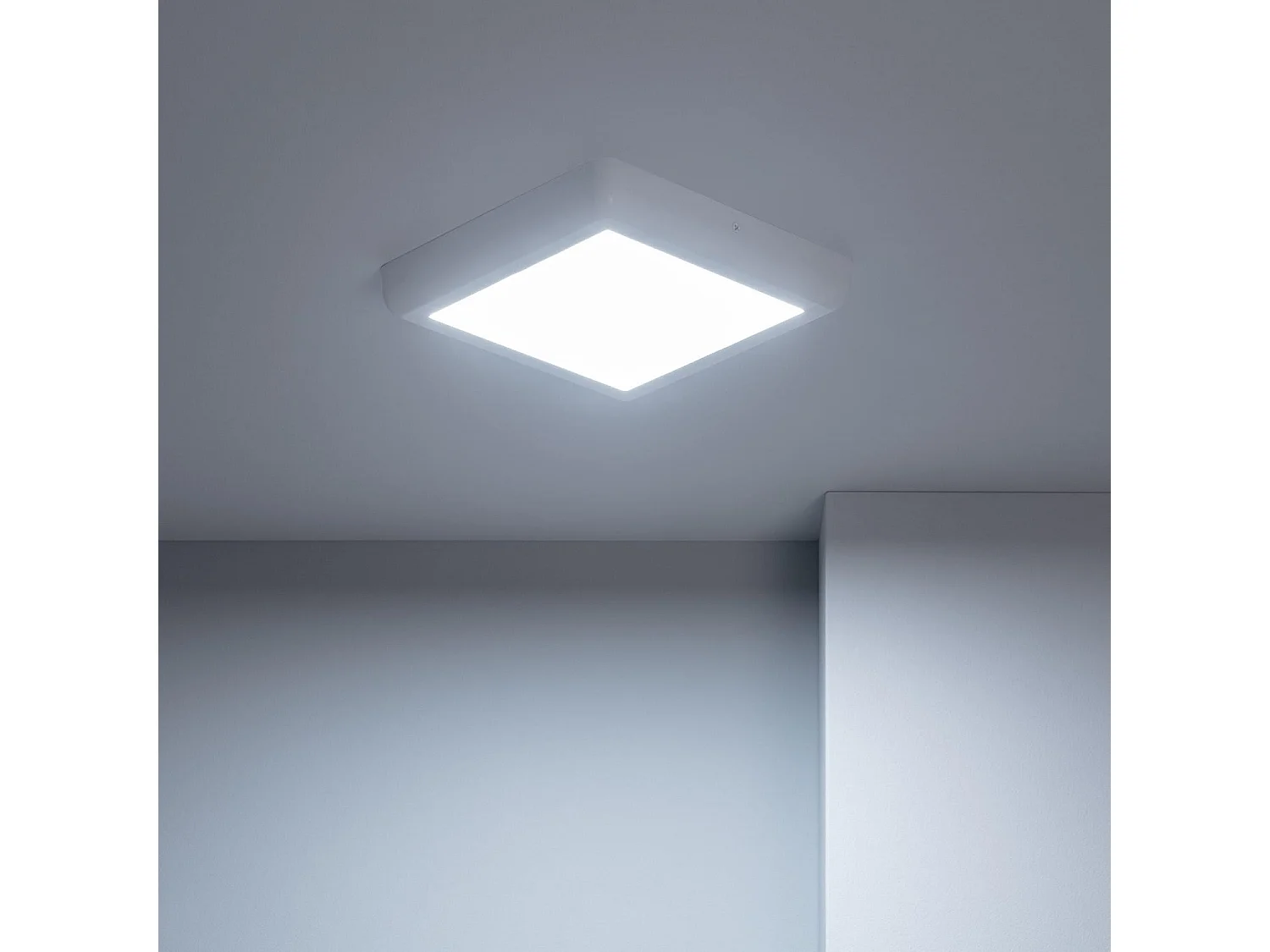 Plafonnier LED Carré Métal 18W Design White 225x225 mm  4000K Blanc neutre