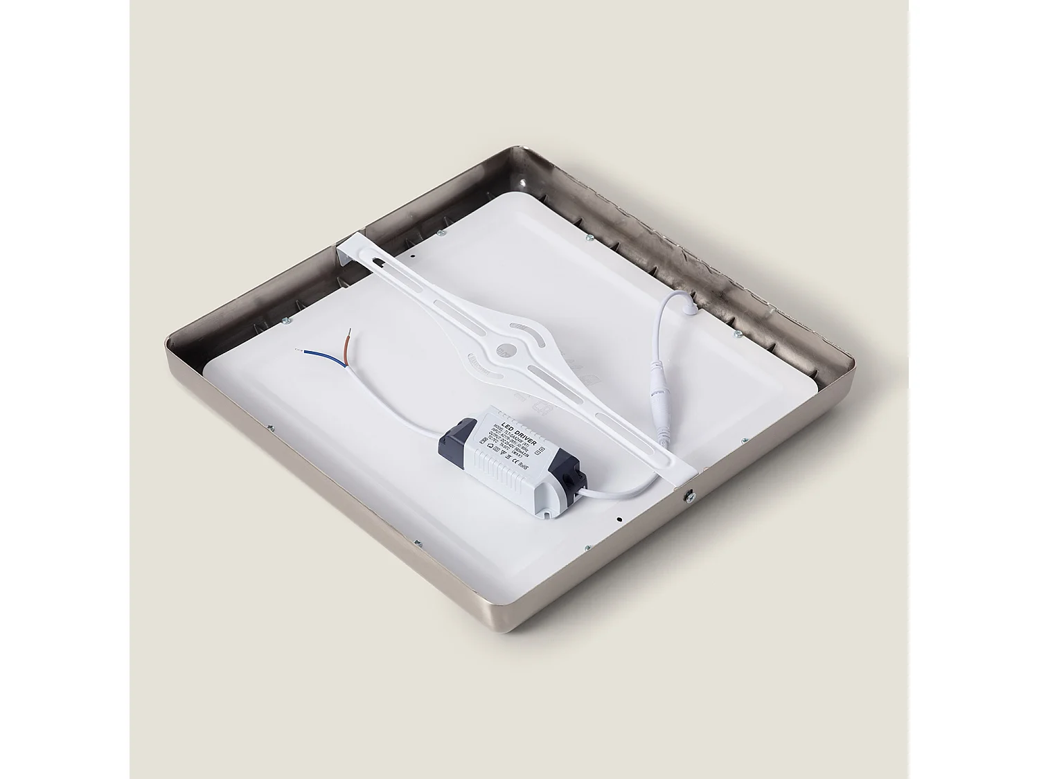 Plafonnier LED Carré 24W Métal Design Silver 300x300mm  6000K Blanc froid