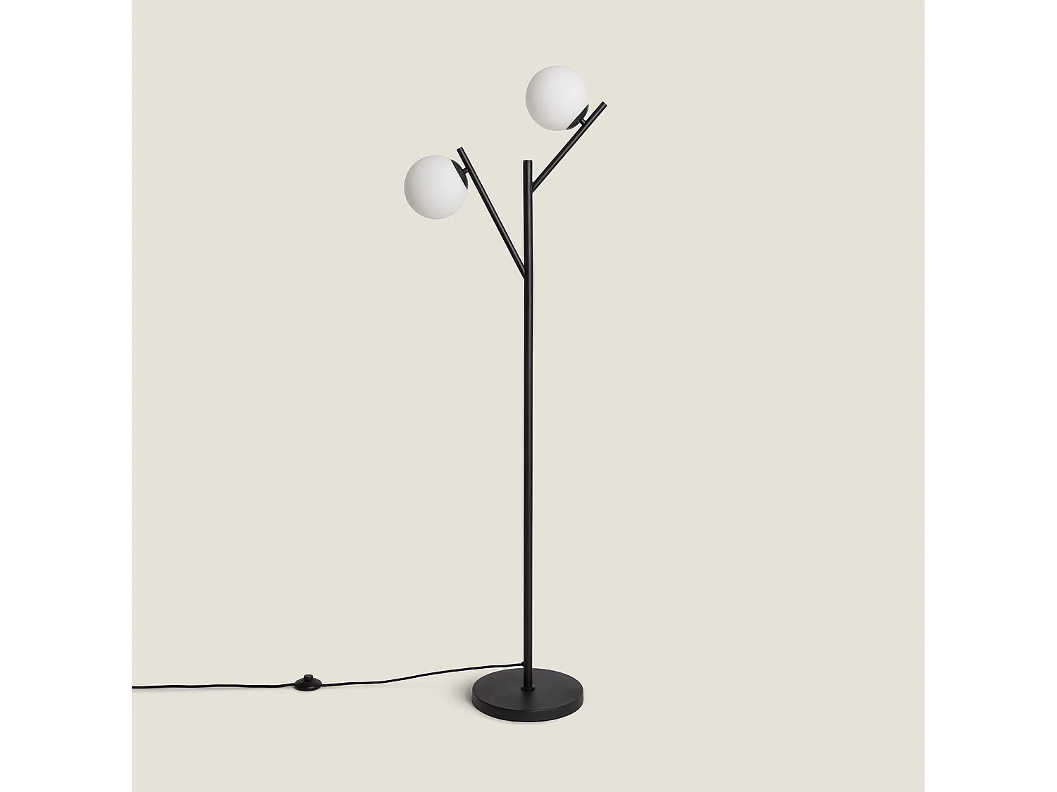 Lampadaire Métal et Verre Balts  Noir