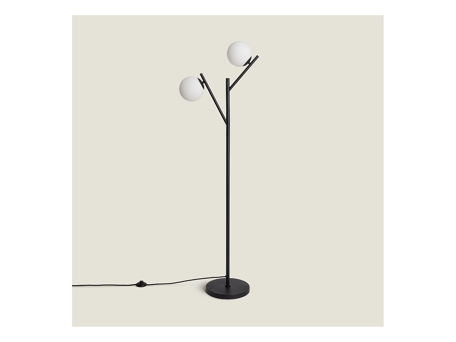 Lámpara de Pie Metal y Cristal Balts Negro