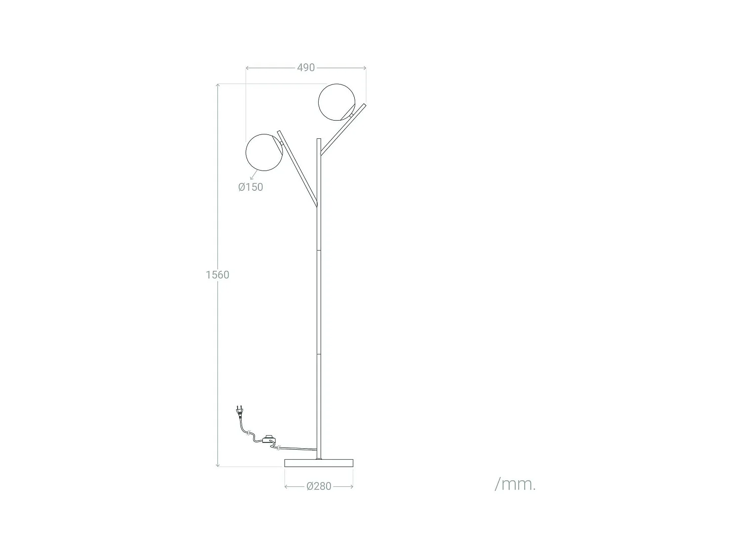 Lámpara de Pie Metal y Cristal Balts Negro