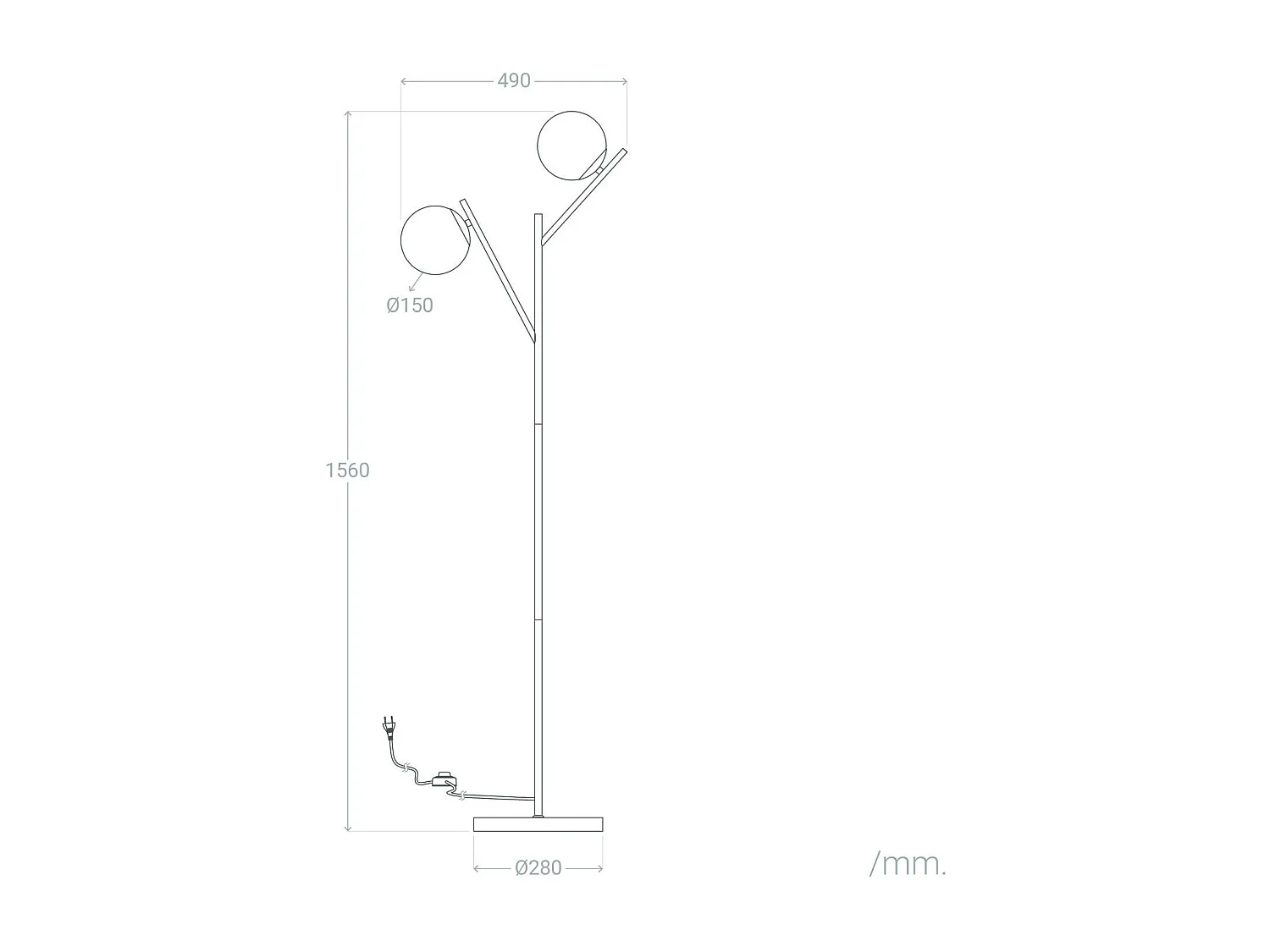 Lámpara de Pie Metal y Cristal Balts Negro