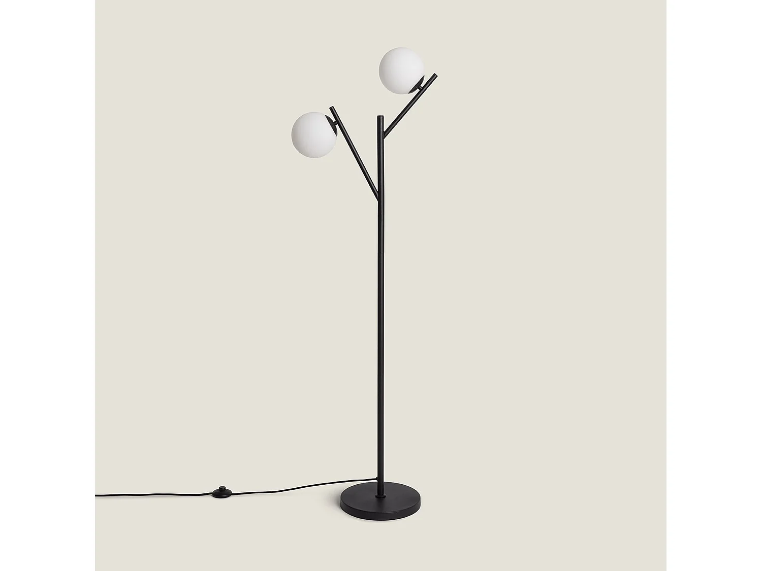 Lámpara de Pie Metal y Cristal Balts Negro