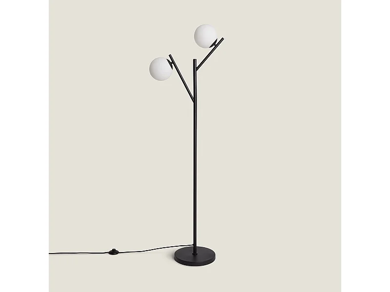 Lampadaire Métal et Verre Balts  Noir