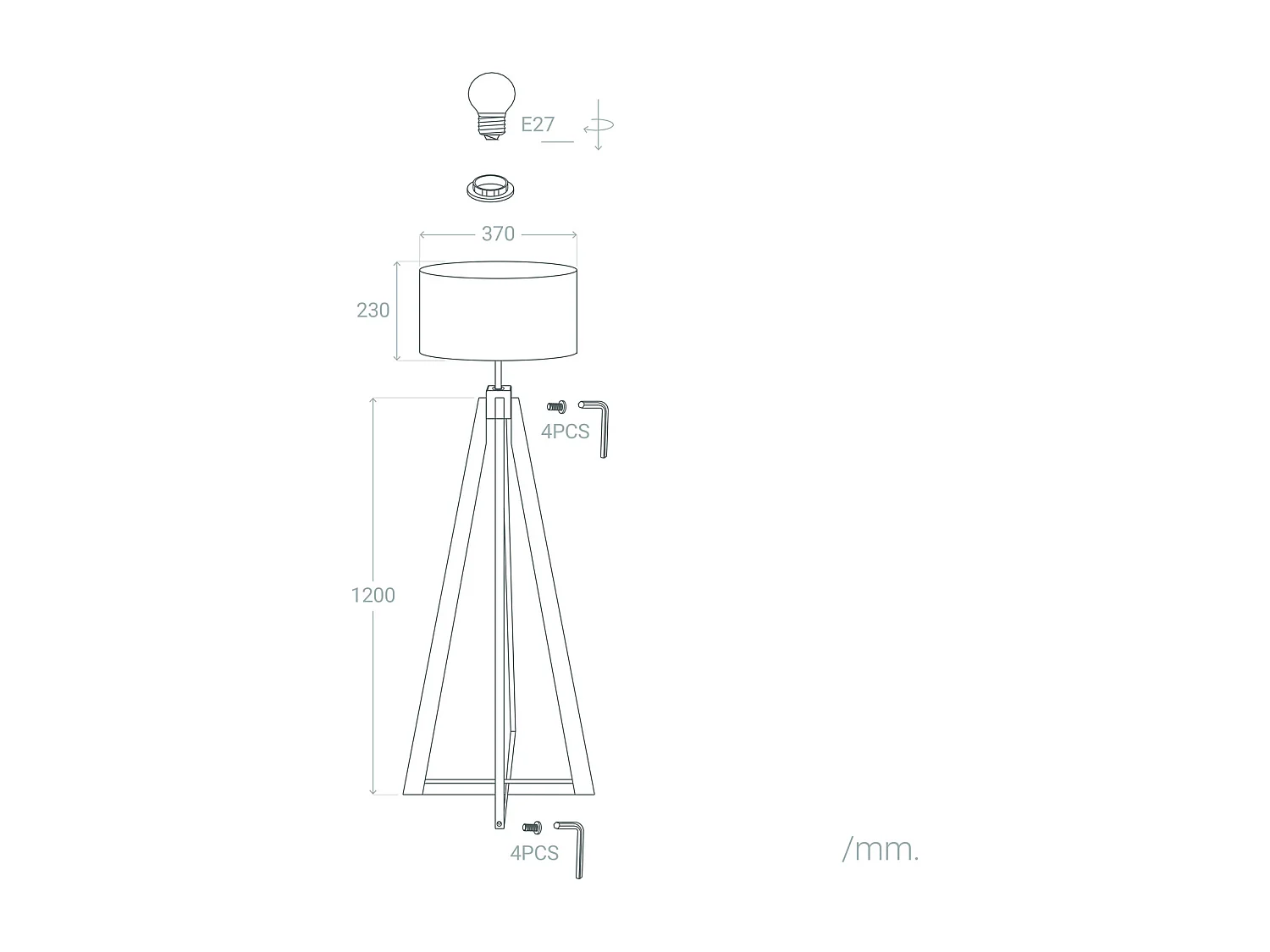 Lampadaire Bois Korsade Blanc