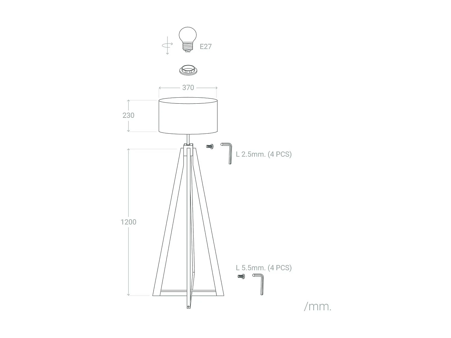 Lampadaire Bois Korsade Blanc
